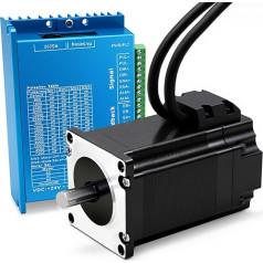 Nema 23 Stepper Motor Kit with Closed Loop 2 Nm 1000 Line Encoder, 3.0 A 1000 RPM & 24-80 VDC Closed Loop Motor Driver 1 Axis CNC KIT for Engraving Machine
