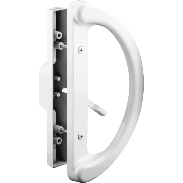 PRIME-LINE C 1225 Sliding Door Handle Set - Replace Old or Damaged Door Handles Quickly and Easily - White Die Cast, Mortise Style, No Key (Fits 3-15/16