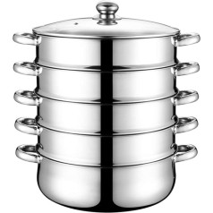 Stainless Steel Steamer, Induction Cookware, Stainless Steel Pot for Cooking Food, Cover for Stove, Steamer, 5-Layer Size, 28 cm/30 cm/32 cm/34 cm/36 cm/38 cm/40 cm, Casserole Pot / 34 cm