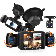 4 Channel Dash Cam Car 360° with 4 x Camera FHD 1080P Front and Rear Left Right, 2.4 Inch 1080P Dash Camera Car Camera with IR Night Vision/Loop Video/24H Parking Monitoring/G-Sensor/Parking Aid