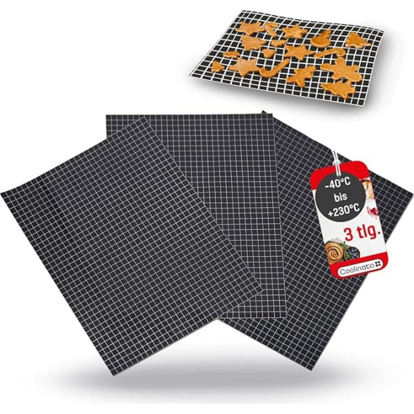 Coolinato® high-quality silicone baking mats (38 x 30 cm) – non-slip permanent baking film for oven, environmentally friendly and dishwasher-safe, can also be used as a baking mat and dough mat., grey, 38x30cm