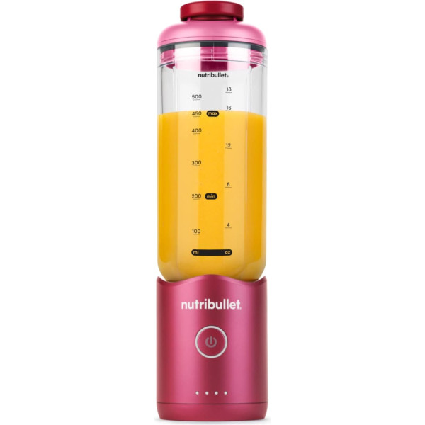 nutribullet Flex 650 ml Portable Smoothie Blender with Drinking Lid, Crushes Ice and Frozen Fruits, USB-C, Carry Strap, BPA-Free Cup, Easy to Clean, Magenta (NBP213MA)
