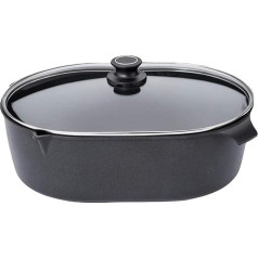 Gundel Gundel Cast Iron Roasting Dish with Glass Lid 41.5 x 28.5 cm Height 13.5 cm Large Cast Iron Roaster Set