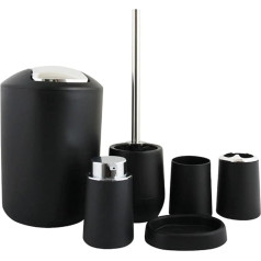 6x Badezimmer Zubehör Set Tumbler Zahnbürstenhalter Toilettenbürste Schwarz