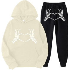 Eauptffy Tracksuit Baggy Y2K, Hoodie and Long Trousers, Hoodie Suit Printed Halloween Sports Suit Hooded 2-Piece Tracksuit Set Loose Lounge Leisure Suit Modern Winter Streetwear Jogger