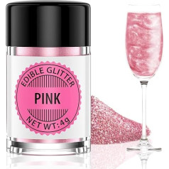 Pink Edible Glitter for Drinks 4g, Waysroma Tasteless Edible Glitter, Food Glitter for Cocktails, Liquor, Sparkling, Wine, Champagne, Chocolate, Fondant, Cake Decoration