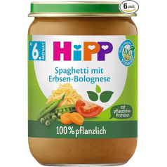 HiPP Organic Spaghetti with Pea Bolognese, 190 g, Pack of 6 (6 x 190 g)