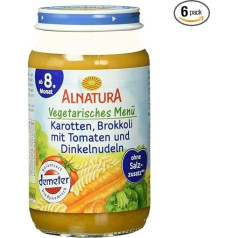 Alnatura Demeter Organic Carrot Broccoli Tomato with Spelt Noodles, Pack of 6 (6 x 220 g)