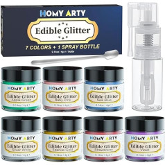 Edible Glitter Set, 7 Colours Tasteless Edible Glitter Powder, Glitter Edible for Cake / Glitter Edible Drinks for Easter, Christmas, Oktoberfest Party, Champagne, Cocktails. 4g/Tin
