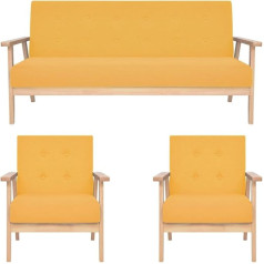 Hanjiefacai schlafsofa mit bettkasten,3-TLG. Sofagarnitur Stoff GelbGeeignet für Schlafzimmer Wohnzimmer Lounge
