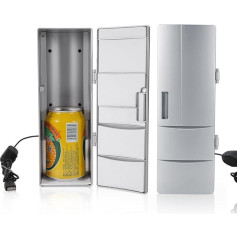 Hztyyier Drinks Fridge 8.5 x 12 x 25 cm Mini USB Fridge Cooler for Cans Drinks Beer Cooler Warmer Travel Car Office Use for 2 Cans Car