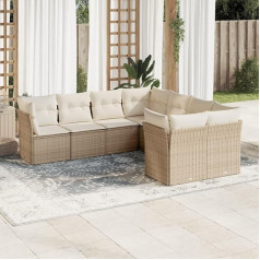 ‎Homgoday Homgoday Garden Sofa Set 8 Pieces with Beige Poly Rattan Cushions Outdoor Sofas Garden Furniture Set Outdoor Garden Furniture Type3218588