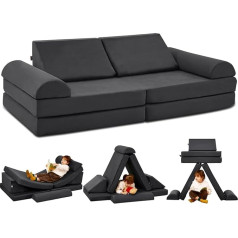 Jela Children's Sofa Play Sofa, Children's Sofa Made of Foam Building Blocks Children's Sofa Fancy Play Sofa An Exciting Indoor Playground for the Children's Room (Dark Grey)