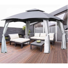 Ondis24 Garden Gazebo Party Tent 3 x 4 m + Complete Set + Waterproof Metal Grey/White