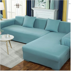 ‎Godeni GODENI Elastisches Ecksofa Chaise Covers for Wohnzimmer Lounge Sessel 3-Sitzer-Sets Elastische Couch-Sitz Silipcover Haustiermöbel Sofagarnitur (Color : Lake Blue, Size : 2seats 145-185cm-1pc)