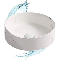 Starbath Plus - Ceramic washbasin - Round shape - Calacatta colour - Dimensions 35 x 35 x 12 cm - Ideal for countertops in bathrooms and toilet furniture