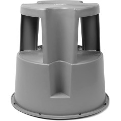 Stey Accesorios Low Round with 2 Steps - Easy Transport, Made of Plastic - Levels 21 and 42 cm - Includes Folding Wheels with Weight Blocking - Made in EU (Grey)