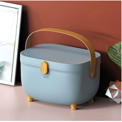 Domigard First Aid Storage Box 10L Medicine Storage Box Family Emergency Kit with Handle Double Layer Lockable Medicine Cabinet Organizer for Home School (Blue)