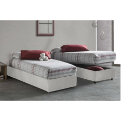 ‎Talamo Italia Talamo Italia - Single Bed Federica White Faux Leather 100% Made in Italy - Front Opening + Mattress 90 x 200 cm