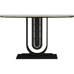 Cafiedr Coffee Table, 2-Tier Console Table, Marble Sofa Table with Shelf, Side Table, Living Room, Bedroom, Office, Black