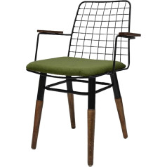 Stuhlmann Portsmouth 755A Chairs - Dining Room Chair, Kitchen Chair, Upholstered Chair, Living Room Chair, Balcony Chair, Patio Chair with Metal Frame, Wooden Legs and Armrests (Green)