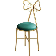 Yesbon Dressing Table Chair, Dining Room Chair, Living Room Chair, Creative Butterfly Bow Tie Make-Up Chair, Back Chair, Girls, Bedroom, Decorative Chair, Nail Stool, 80 cm, Dark Green, B