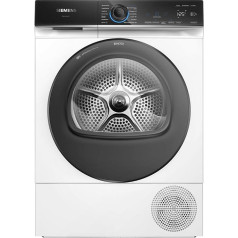 Siemens WQ35B2B30, Smart iQ700 Heat Pump Dryer for 1-8 kg Laundry, Quick Program, Gentle AutoDry Drying, SoftDry Gentle Drum with Light, Outdoor Programme, DirectTouch Plus Display, White