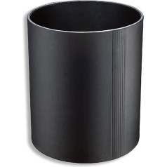 Läufer 36406 La Linea Papierkorb, naturgenarbtes Rindsleder, schwarz, Handgefertigt aus Echtleder in Deutschland, Abfalleimer aus Leder