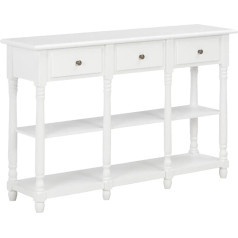 Homvdxl Console Table, French Elegant Style Slim Console Table for Hallway, 3 Tiers and 3 Drawers, Compact Display Table, Sofa Table for Small Spaces, Entrance, Living Room, White