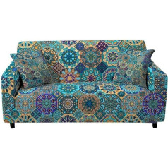 ‎Godeni GODENI Mandala-Muster elastische Sofa-Abdeckung Stretch-Slipcover-Sektion COUT-Abdeckung 1/2/3/4 Sitzer for Wohnzimmer Funda de Sofá Sofagarnitur (Color : Set 2, Size : 2-Seater 145-185cm)