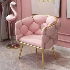 Tzufa Velvet Accent Chair, Lounge Chair for Bedroom with Gold Metal Legs, Lightweight Luxury Bubble Chair, Elegant Comfortable Padded Single Chair for Living Room/Makeup Room, Pink