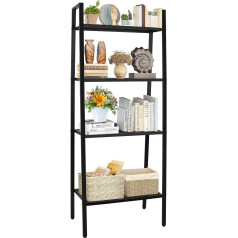 Rolcoassuns 4-Tier Ladder Bookcase, Large Freestanding Shelf, Bookcase Storage Shelf Organiser, Industrial Bookshelves for Home Office, Living Room, Kitchen