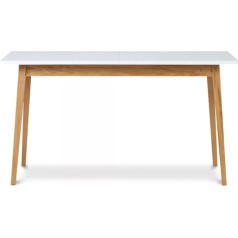 K. Konsimo. Konsimo Extendable Kitchen Table, Dining Room Table in Scandinavian Style, Solid Wood Table Legs, Dining Table for Kitchen, Dining Room and Living Room, 75 x 140 - 180 x 80 cm, White, Frisk Collection