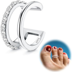 Kakonia Toe Ring, 925 Sterling Silver Toe Ring for Women, Adjustable Toe Ring, Beach Band Ring, Nail Rings, Daisy Flower CZ Cross, Opal Twist Knot Toe Rings Cuff, Open Foot Jewellery