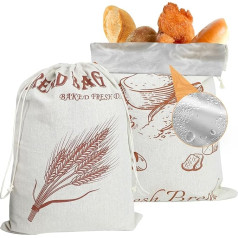 PRZRAO Pack of 2 Bread Bags with Inner Film, 49 x 35 cm Bread Bag with TPU Lining, Bread Bag Storage Fresh with Inner Film, Bread Bag Coated, Bread Bag with Plastic Lining