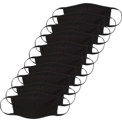 FM London Reusable Fabric Mask, 100% Cotton (Pack of 10) - black