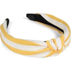styleBREAKER 04027016 Women's Headband with Striped Pattern and Knot in Retro Style, Vintage Look, Colour: Yellow/White