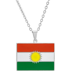 Kurdistan Map Flag Pendant Necklace - Square Geometry, Enamel, Dripping Oil, Ethnic Flag, Card, Outline, Clavicle Chain, Unisex Couple Clavicle Chain, Patriotic Flag, Hip-H