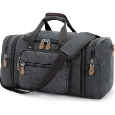 Plambag Canvas Travel Bag Vintage Weekender Larger Bag, Unisex Sports Bag, Travel Duffle Bag, Holiday Bag, darkgray