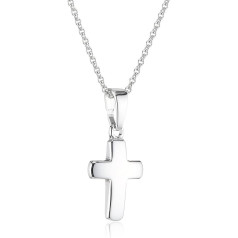 Xaana Children's and Teenager's Necklace Cross Shiny 12 MM Rhodium-Plated 925 Sterling Silver AMZ0215 36-38 CM