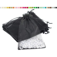 Creativery Organza Bags 7 x 9 cm Black Pack of 10