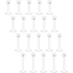 D.Bella 16G Lip Piercing Stud Retainer Transparent Plastic Labret Ring Retainer Flexible Bioflex Stud Earrings Tragus Helix Daith Piercing Retainer Plastic Cartilage Ear Piercing