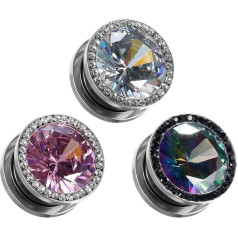 COOEAR Gauges for Ears, Plugs and Tunnels, Piercing Earrings, Crystal with Zircon Style Expander Stretching Size 2g (6mm) to 5/8