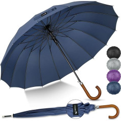 ZOMAKE Umbrella XXL 55 Inch Golf Umbrella Large, 16 Bones Storm Resistant Stable Automatic Umbrella, Windproof, Rainproof, Travel Umbrella with Wooden Handle for Men and Women