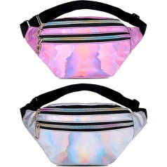 Bum Bag Glitter Bum Bag Colourful Bum Bag Neon Bum Bag Women's Glitter Waterproof Bum Bag Sport Adjustable Strap Waist Bag Silver and Pink Unisex for Men and Women, Silver and pink, Sports