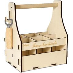 Cokaca Wooden Beer Carrier with Bottle Opener, Men's Handbag, Beer Wood, Bottle Carrier for 6 Bottles, Gift for Men, Grandpa Dad Gift, Christmas