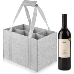 Bottle Bag with 6 Bottles, Also for 1.5 L Bottles, Felt Material Bottlebag Beer Bag Bottle Bag Made of Felt, Wine Bag for Party, Trips, Picnics, Robust and Easy to Carry, 18 x 18 x 29 cm