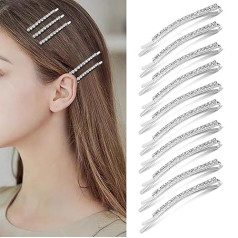 Crystal Hair Pins, Pack of 10 Rhinestone Bobby Pins, Diamond Hair Clips, Shiny Hair Clips, Metal Hair Accessories for Women, Girls, Ladies, for Wedding, Valentine's Day Gifts