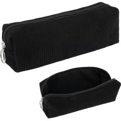 Deepton Pencil Case Corduroy Fabric Pencil Case Pencil Case for Girls Teenagers School Pencil Case Women's Aesthetic, black, Modern