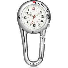 Pocket Watch Digital Nurse Watch Emergency Service Accessories Pocket Watch with Carabiner Multifunctional Nurse Watch Carabiner with Carabiner with Luminous Small Carabiner Watch Paramedic Silver,